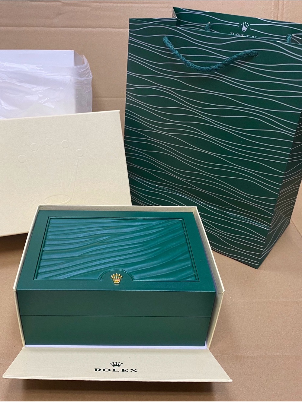 Rolex Green Watch Presentation Box with Gold Crown